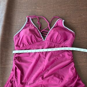 NWT-Zaful Women's Burgundy Chemise like swim top with Crisscross Detail
